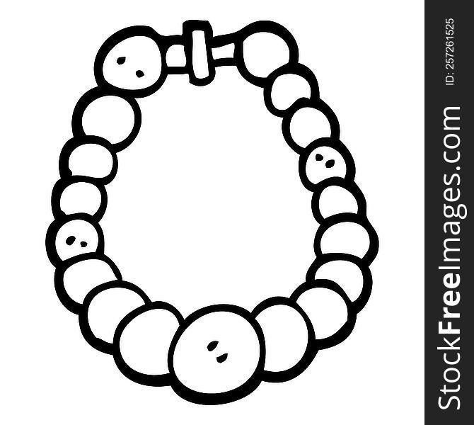 Line Drawing Cartoon Pearl Necklace