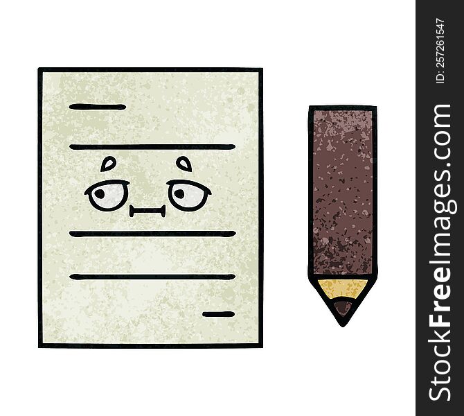 retro grunge texture cartoon of a test paper