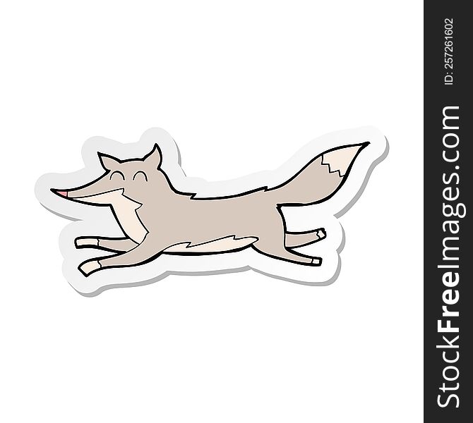 sticker of a cartoon running wolf