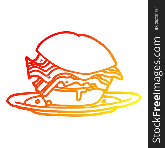 Warm Gradient Line Drawing Amazingly Tasty Bacon Breakfast Sandwich With Cheese