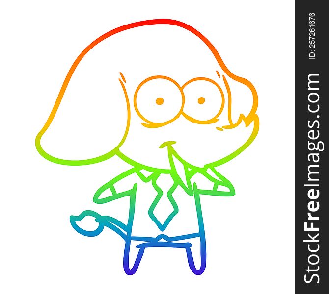 rainbow gradient line drawing of a happy cartoon elephant boss