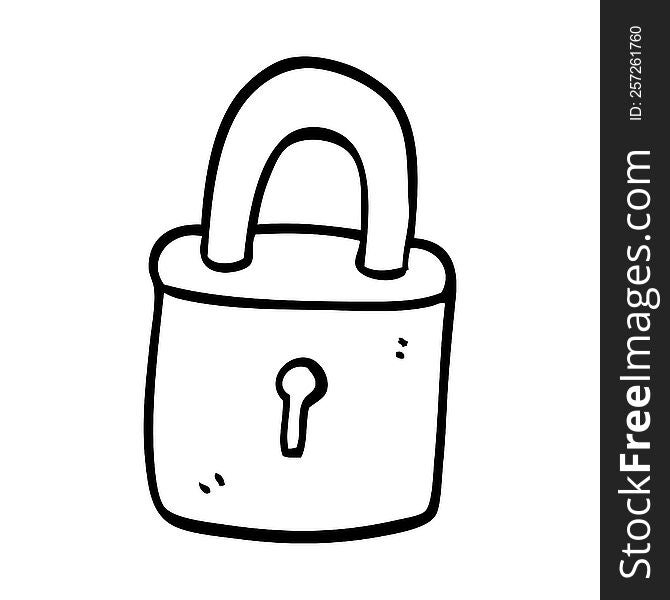 Line Drawing Cartoon Locked Padlock