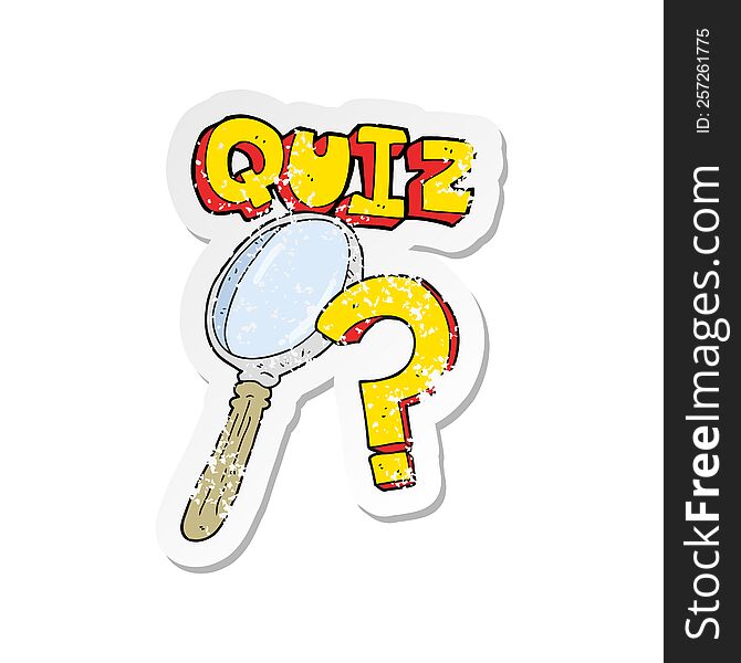 Retro Distressed Sticker Of A Cartoon Quiz Symbol