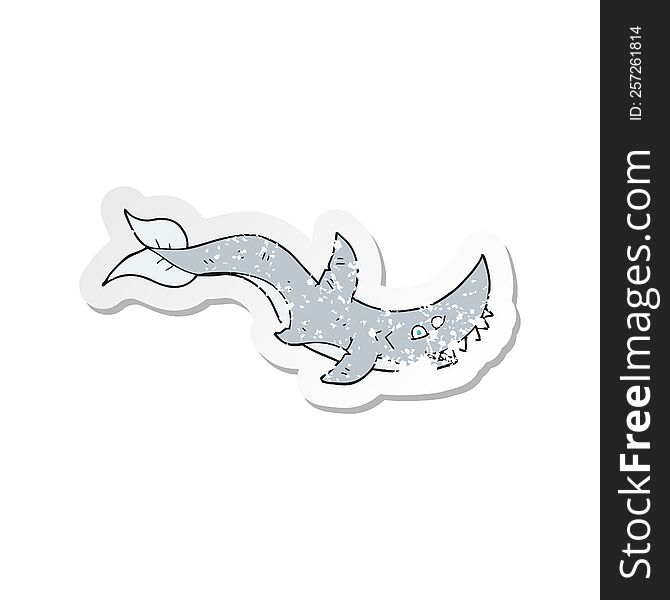 retro distressed sticker of a cartoon shark