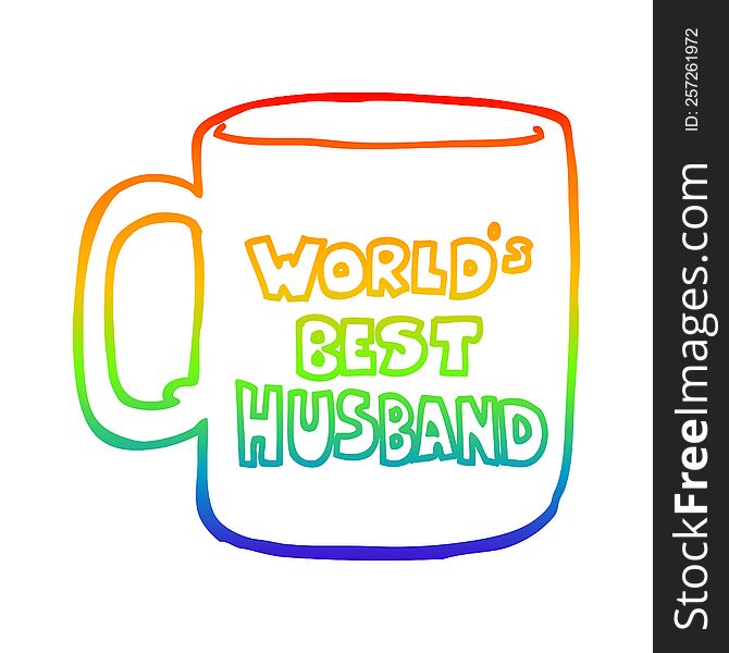 rainbow gradient line drawing of a worlds best husband mug
