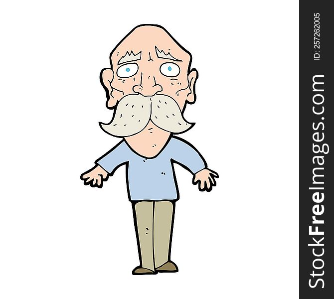 Cartoon Sad Old Man