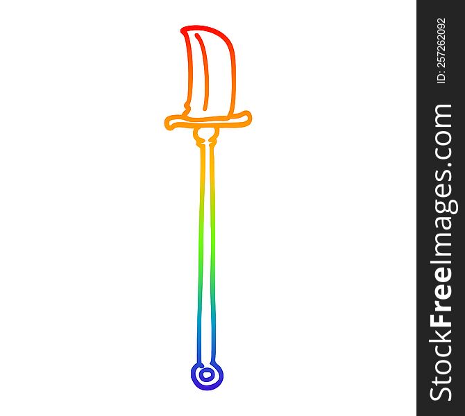 Rainbow Gradient Line Drawing Cartoon Knife