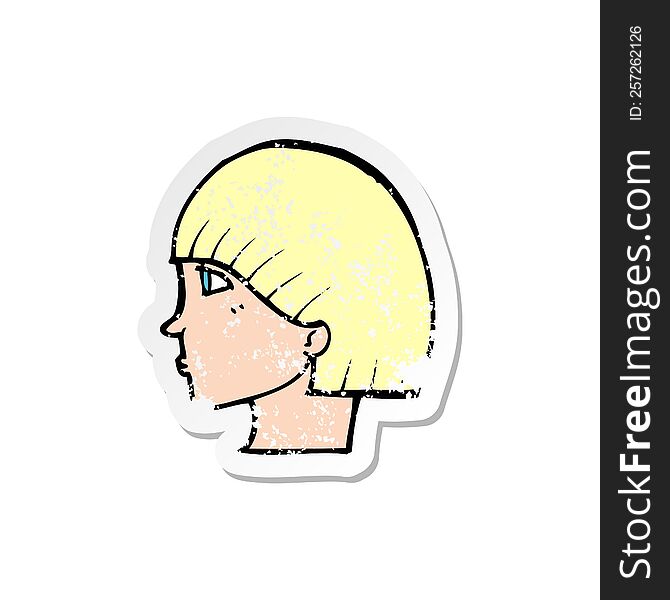 Retro Distressed Sticker Of A Cartoon Side Profile Face