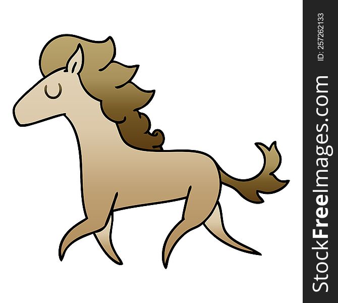 Quirky Gradient Shaded Cartoon Running Horse