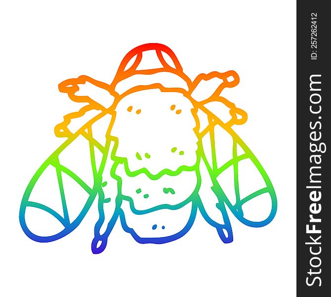 Rainbow Gradient Line Drawing Cartoon Bee