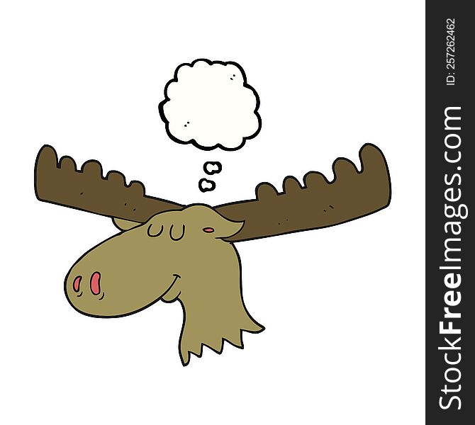 freehand drawn thought bubble cartoon moose
