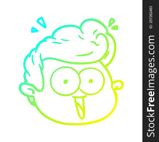 cold gradient line drawing of a cartoon male face surprised