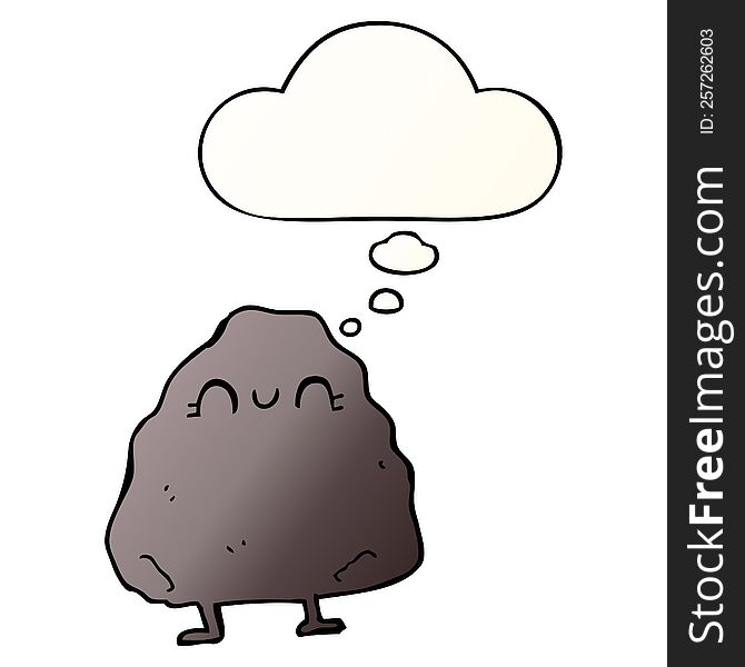 Cartoon Rock And Thought Bubble In Smooth Gradient Style
