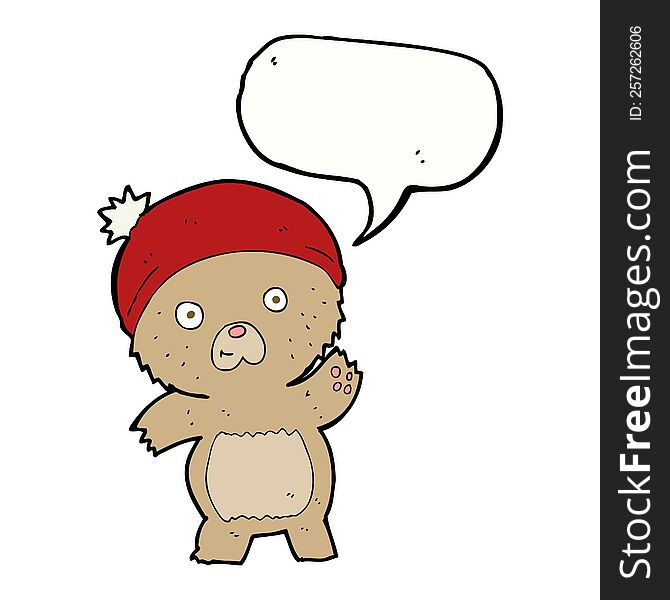 Cute Cartoon Teddy Bear With Speech Bubble