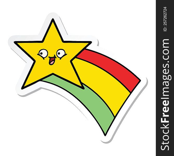 Sticker Of A Cute Cartoon Shooting Rainbow Star