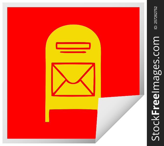 Square Peeling Sticker Cartoon Mail Box