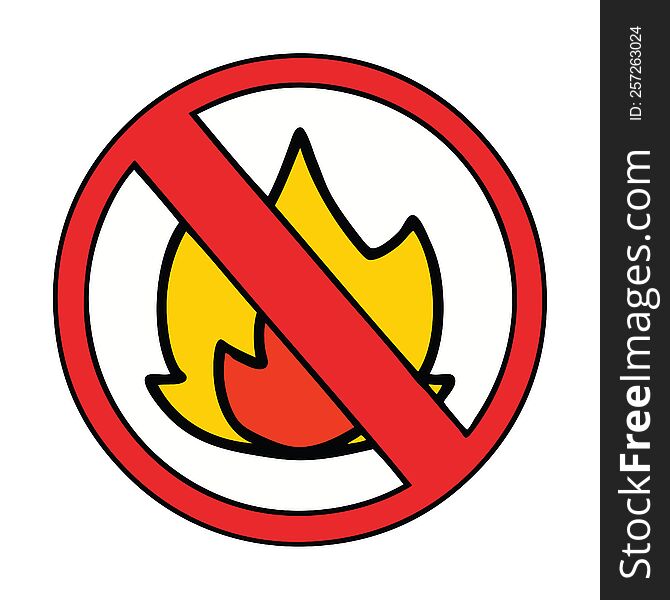 cute cartoon of a no fire allowed sign