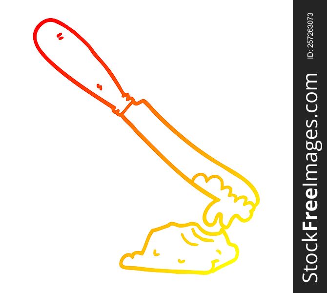 warm gradient line drawing of a cartoon knife spreading butter