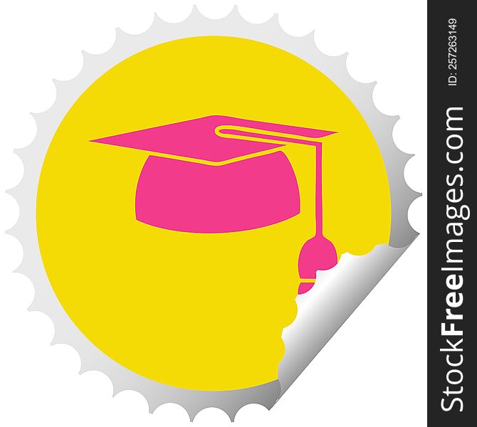 Circular Peeling Sticker Cartoon Graduation Hat