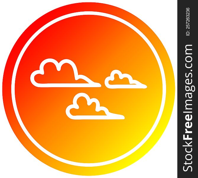 weather cloud circular icon with warm gradient finish. weather cloud circular icon with warm gradient finish