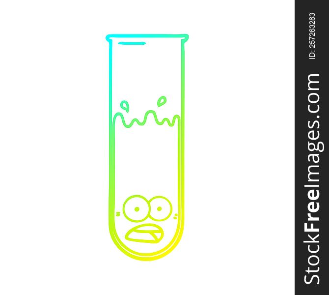 cold gradient line drawing of a cartoon test tube