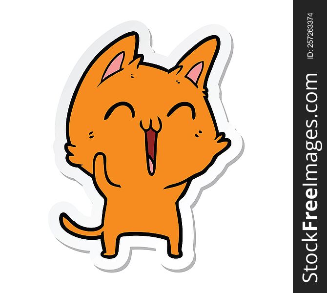Sticker Of A Happy Cartoon Cat
