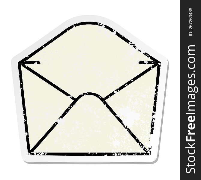 Distressed Sticker Of A Quirky Hand Drawn Cartoon Envelope