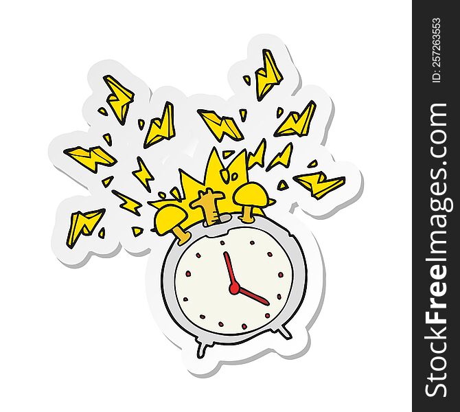 Sticker Of A Cartoon Ringing Alarm Clock