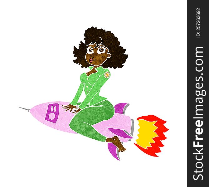 Cartoon Army Pin Up Girl Riding Missile