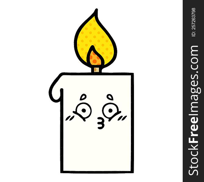 comic book style cartoon of a lit candle