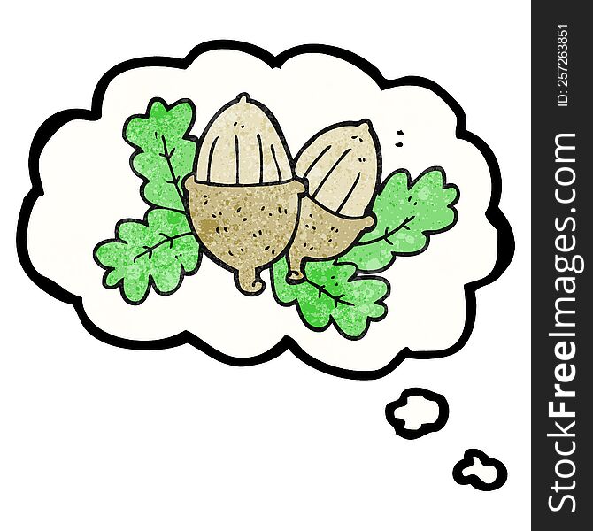 freehand drawn thought bubble textured cartoon acorns
