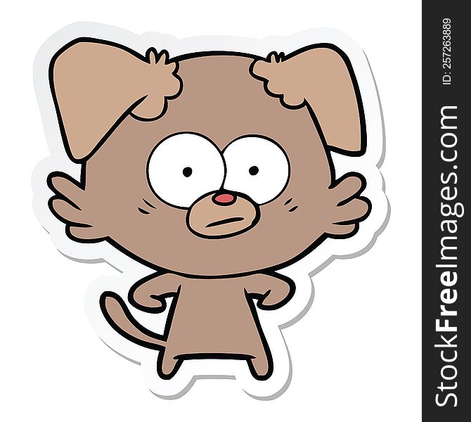 Sticker Of A Nervous Dog Cartoon