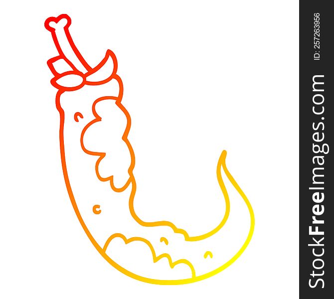 warm gradient line drawing of a cartoon red hot chilli pepper