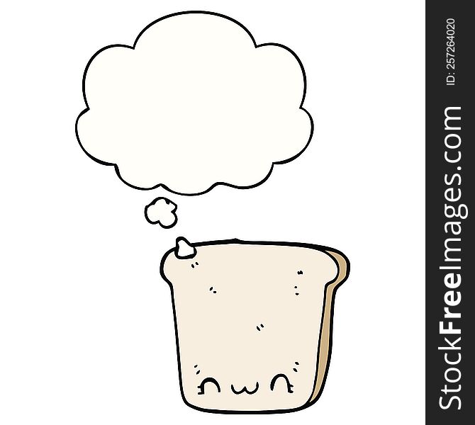 cartoon slice of bread with thought bubble. cartoon slice of bread with thought bubble