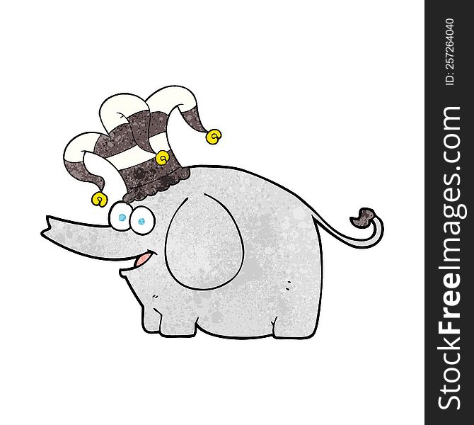 Textured Cartoon Elephant Wearing Circus Hat