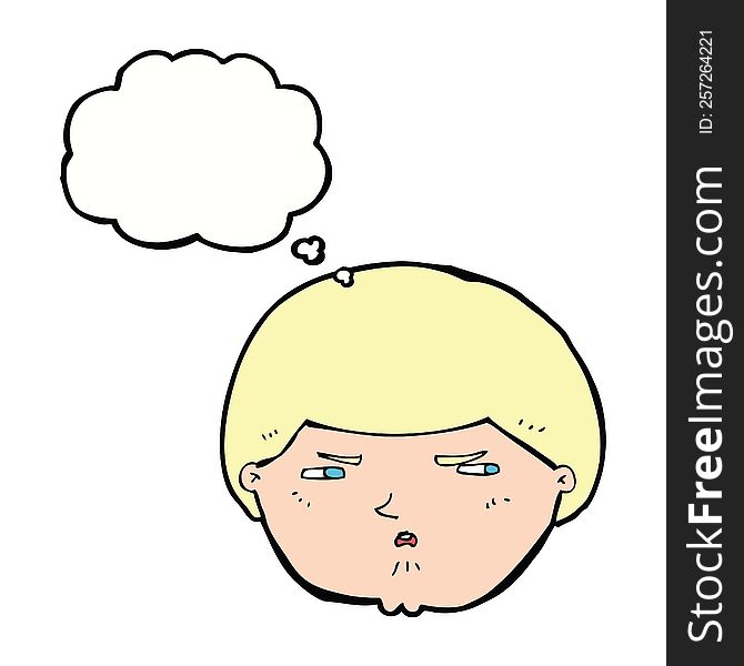 Cartoon Annoyed Man With Thought Bubble