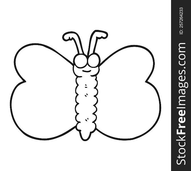 Black And White Cartoon Butterfly