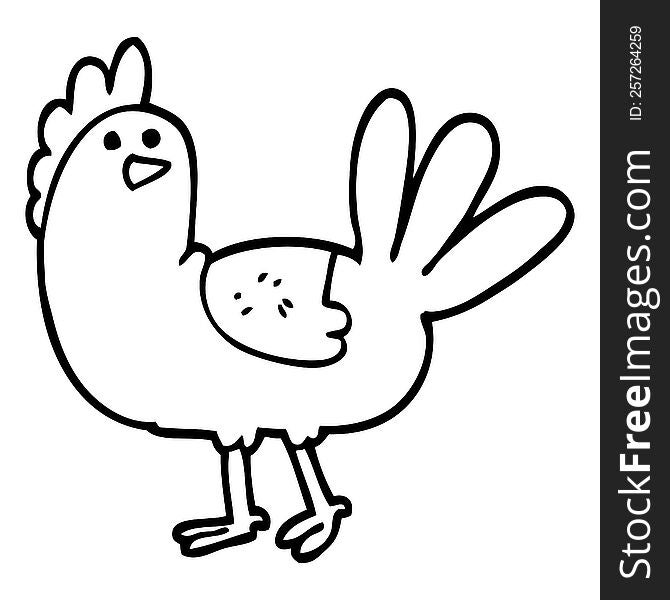 black and white cartoon chicken
