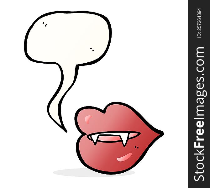 cartoon vampire fangs with speech bubble