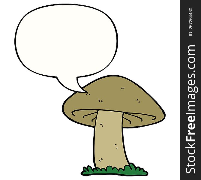 Cartoon Mushroom And Speech Bubble