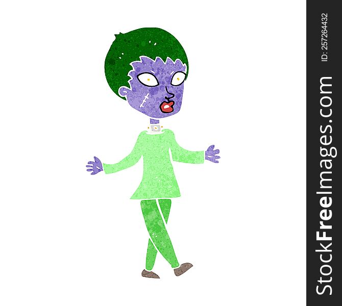 Cartoon Halloween Zombie Woman
