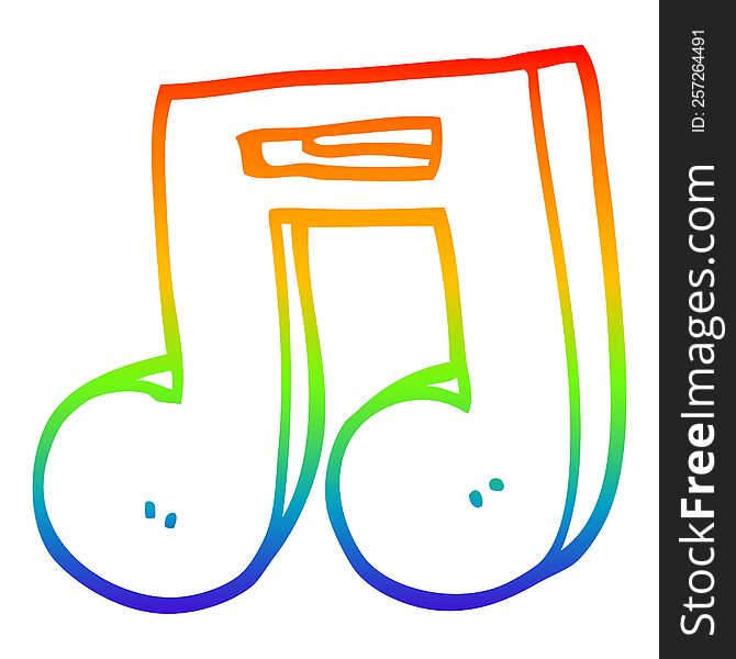 Rainbow Gradient Line Drawing Cartoon Musical Notes