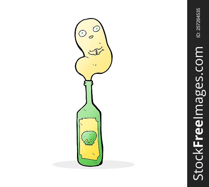 cartoon ghost in bottle