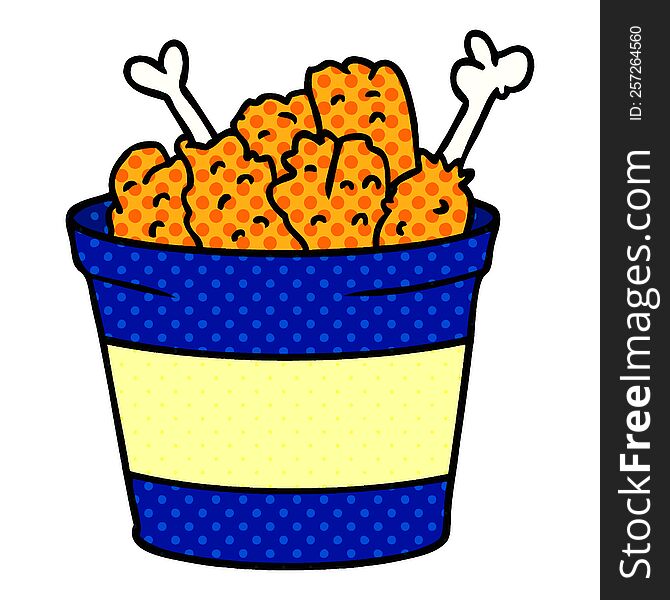 Cartoon Doodle Bucket Of Fried Chicken