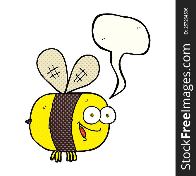 freehand drawn comic book speech bubble cartoon bee