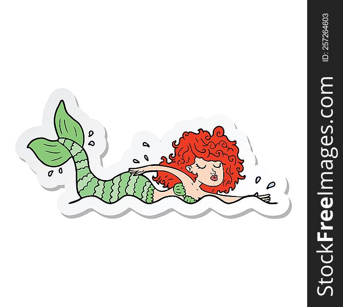 sticker of a cartoon mermaid