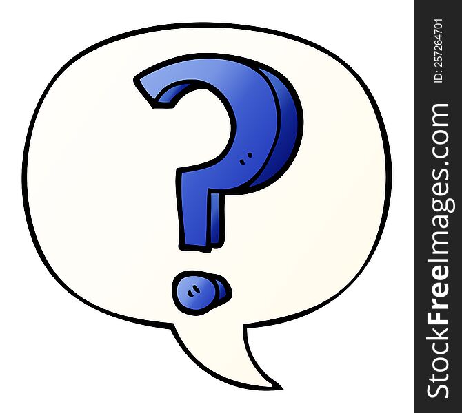 cartoon question mark with speech bubble in smooth gradient style
