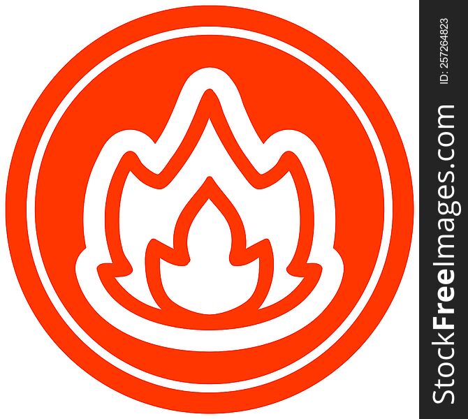 simple flame circular icon symbol