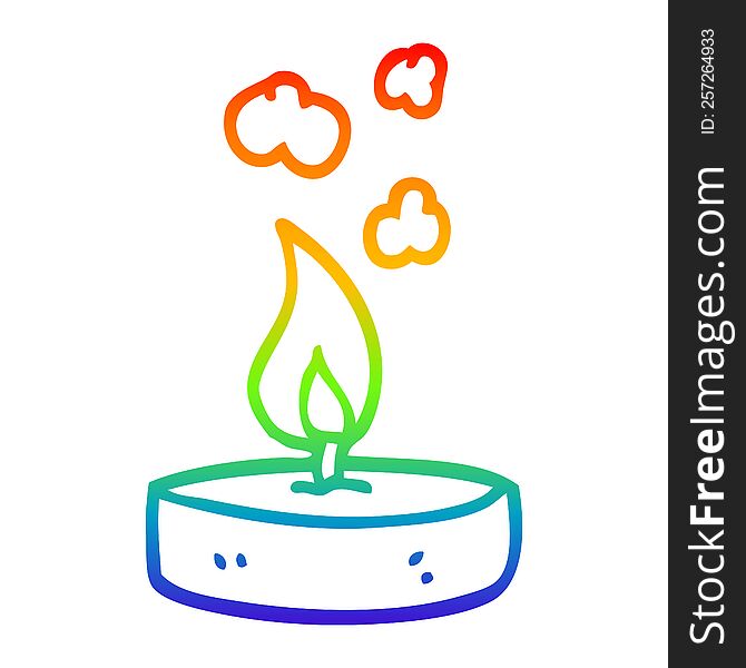 rainbow gradient line drawing of a cartoon small candle