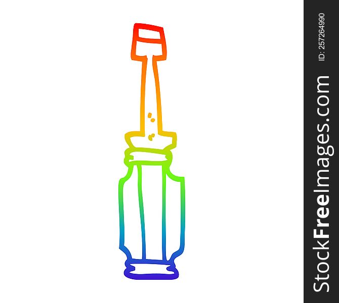 rainbow gradient line drawing of a cartoon screwdriver tool